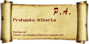 Prohaska Alberta névjegykártya